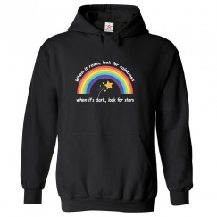 When It Rains, Look For Rainbows When It's Dark, Look For Stars Classic Unisex Motivational Kids and Adults Pullover Hoodie								 									 									